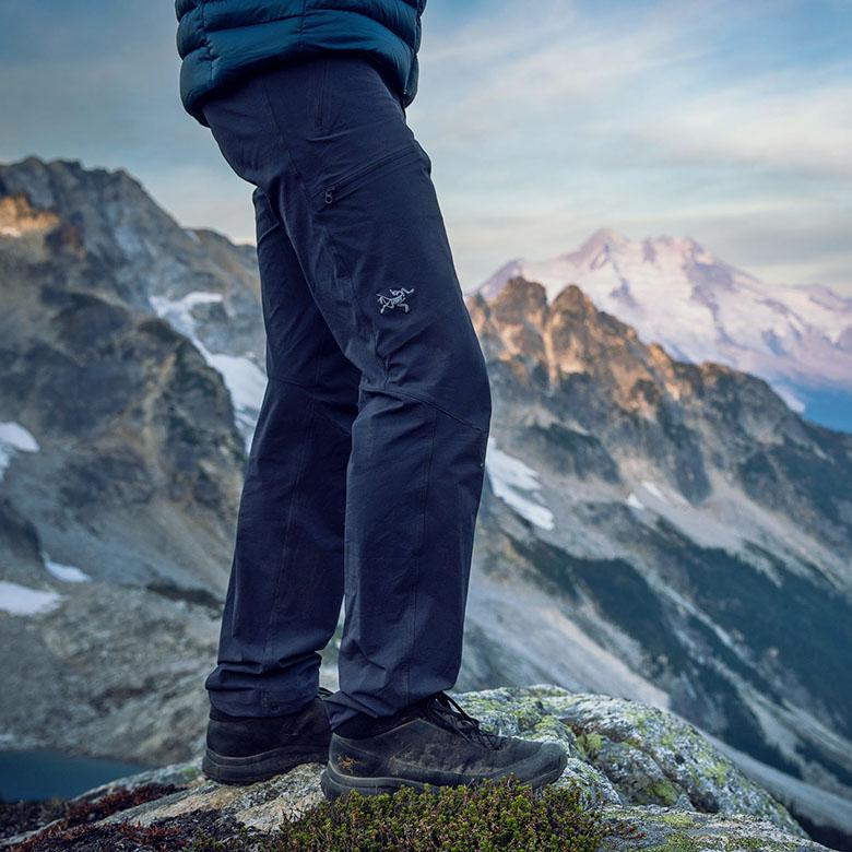 Hiking pants (overlooking mountains in Arc'teryx Gamma LT)