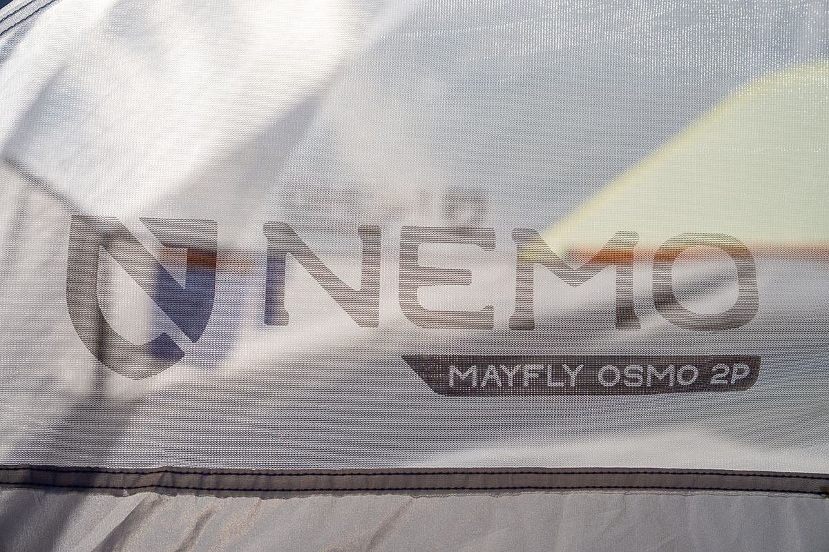 Nemo Mayfly Osmo 2P backpacking tent (logo closeup)