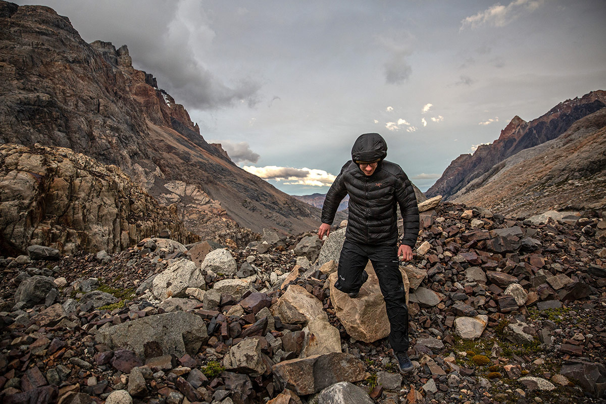 Topo Athletic Trailventure Hiking Boot (boulder scrambling in Patagonia)