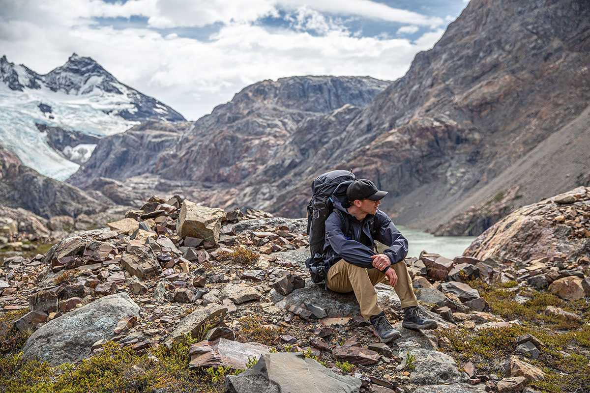 Topo Athletic Trailventure Hiking Boot (taking a break while hiking in Patagonia)