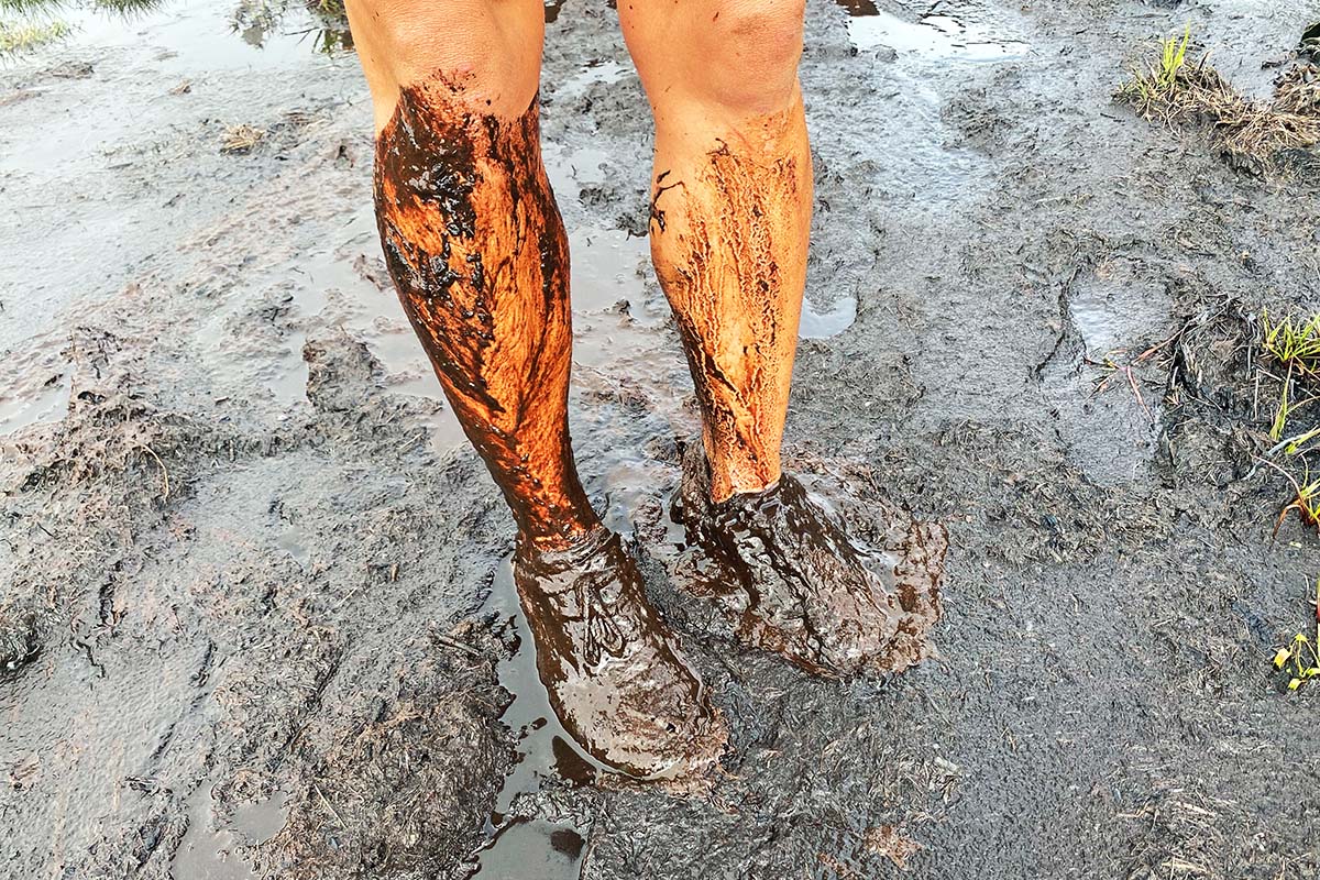 Muddy shoes and trail (hiking in Kaua'i)