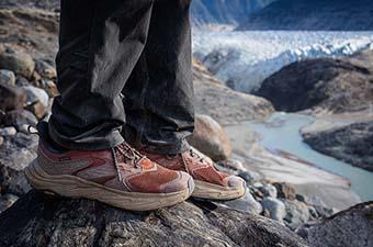 Hoka Anacapa 2 Low GTX hiking shoes (overlooking glacier)