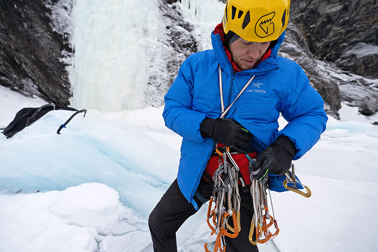 Arc'teryx Alpha Lightweight Parka (racking up for ice climbing)