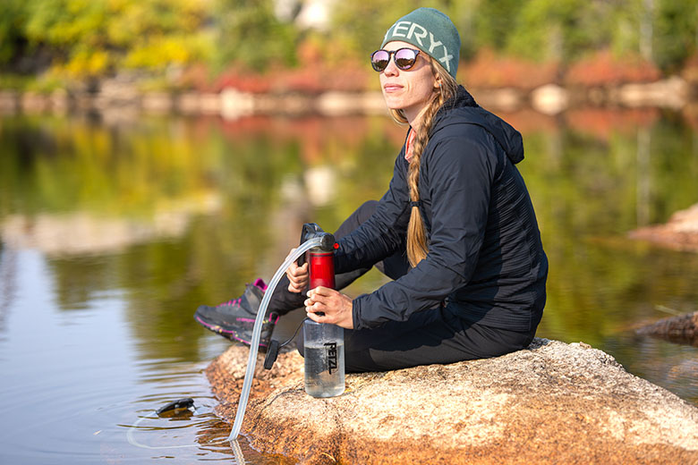 Backpacking water filter (filtering in Wyoming with MSR Guardian)