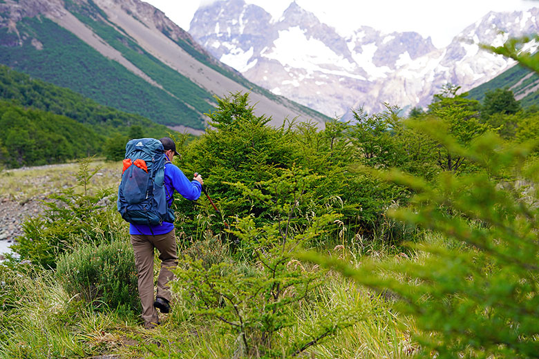 Gregory Paragon 58 backpacking pack (hiking into dense brush)