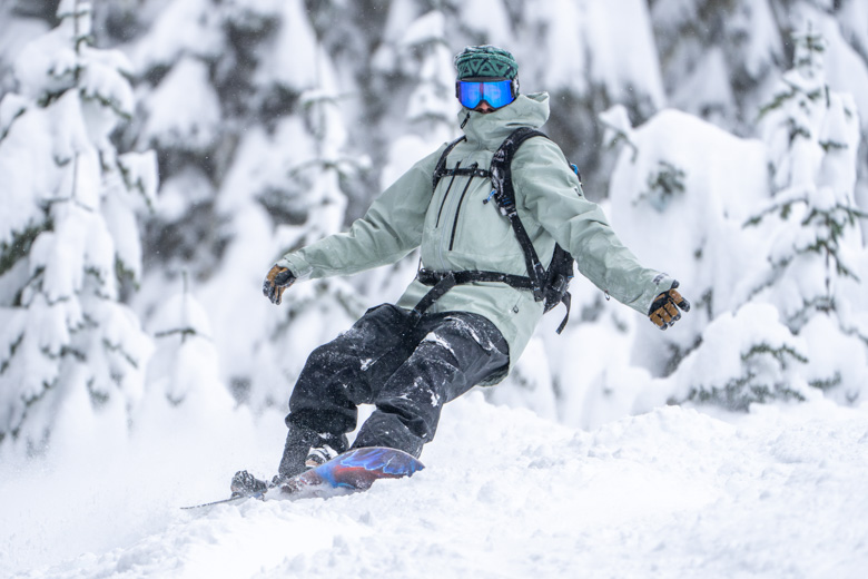 Men's Snowboard Jacket (boarding through fresh powder)