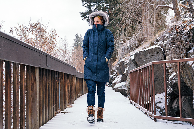 The North Face Gift Guide (snowy walk in women's Arctic Parka)