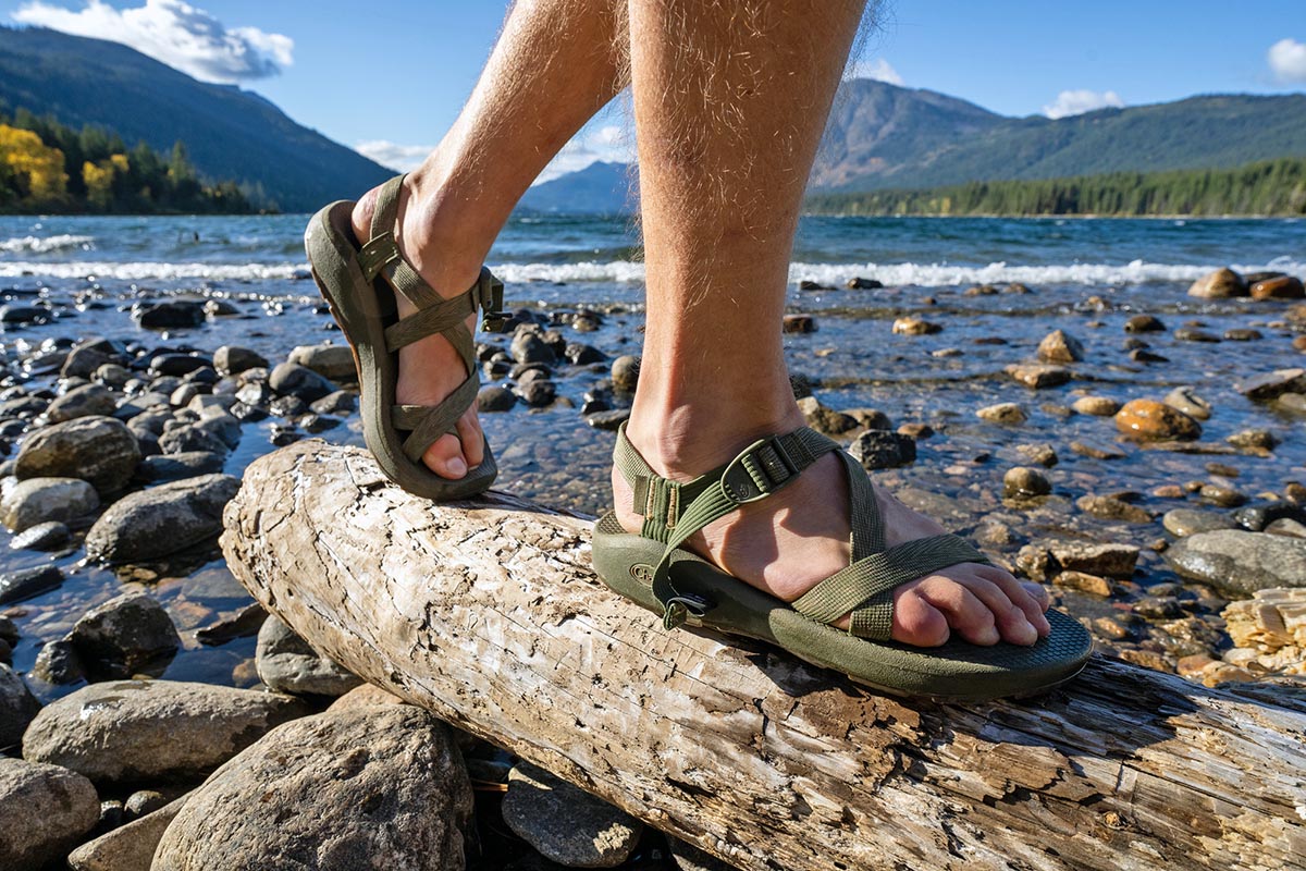 Camp shoes (walking on log with Chaco sandals)