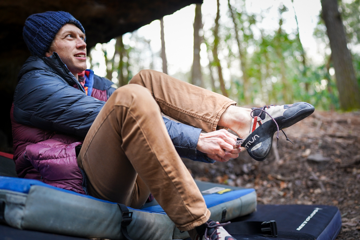 Rock Climbing Shoes (Sliding on a pair of La Sportiva Mandalas)