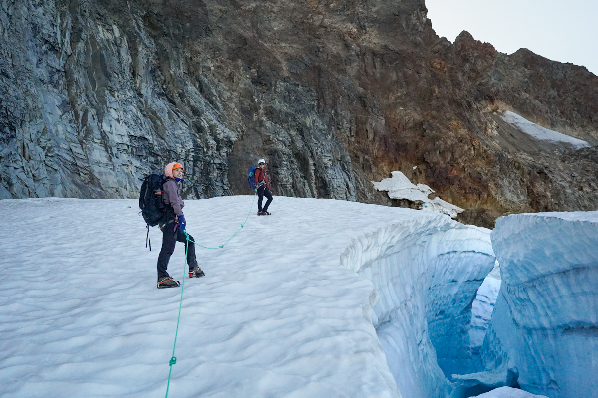 Mountaineering Boots (Passing a crevace on Sahale)