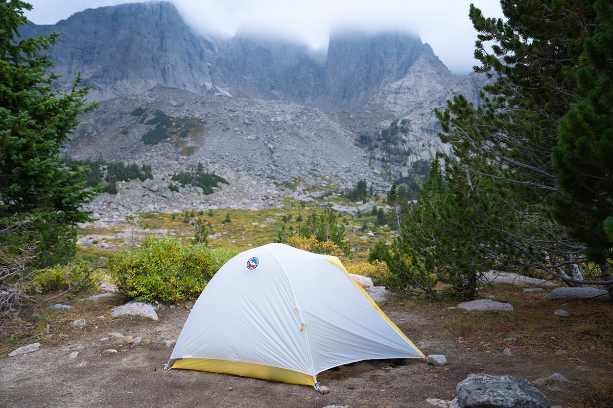 Backpacking tent (Big Agnes Tiger Wall pitched in Wyoming)