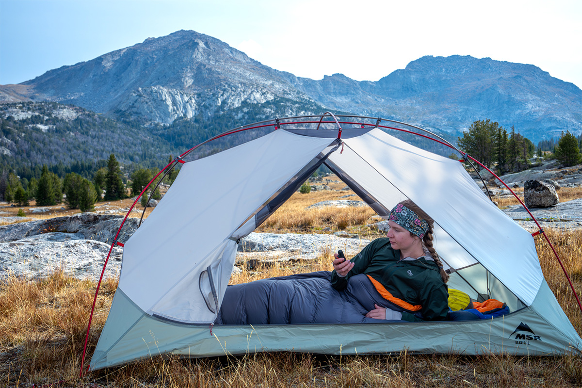 Backpacking tent (both doors open)