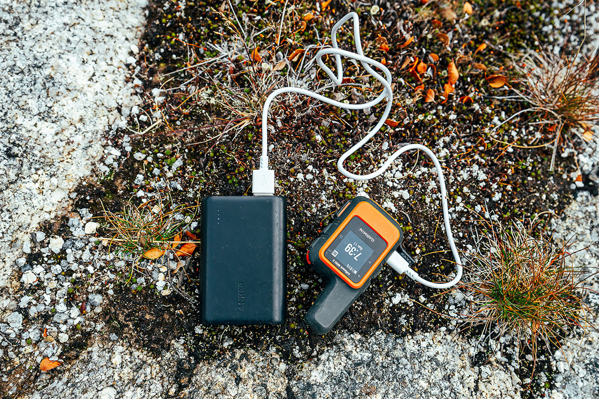 Handheld GPS (charging Garmin inReach Mini 2 in backcountry)