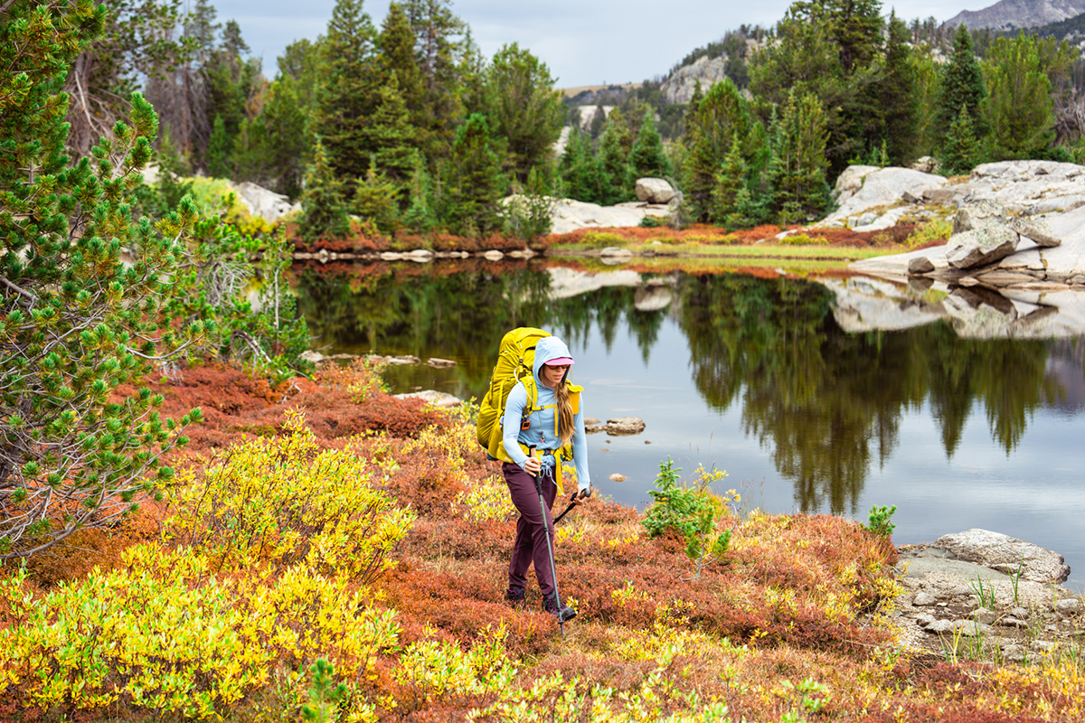 Sun protection shirt (backpacking in Mountain Hardwear Crater Lake Hoody)