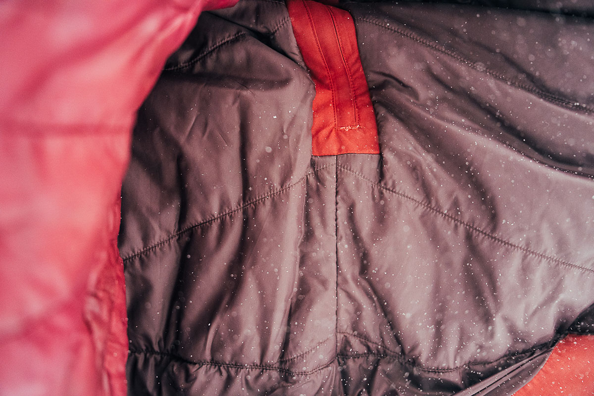 Men's ski jacket (closeup of insulation inside REI Powderbound)