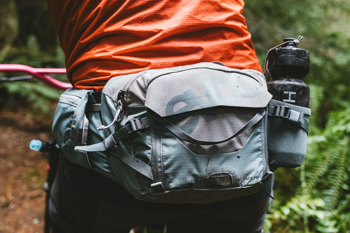 Mountain bike packs (close up of Evoc Hip Pack Pro 3)