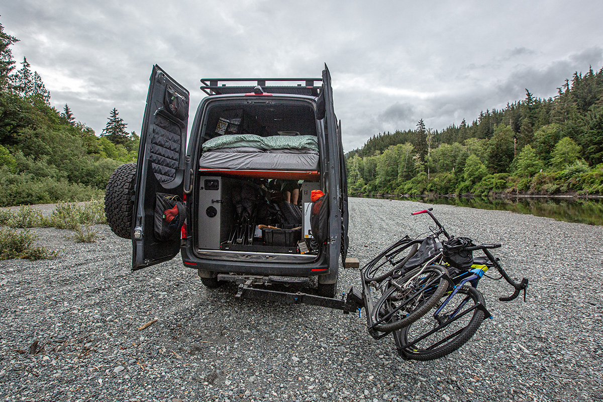 Hitch bike rack (bikes out of the way on RockyMounts AfterParty)