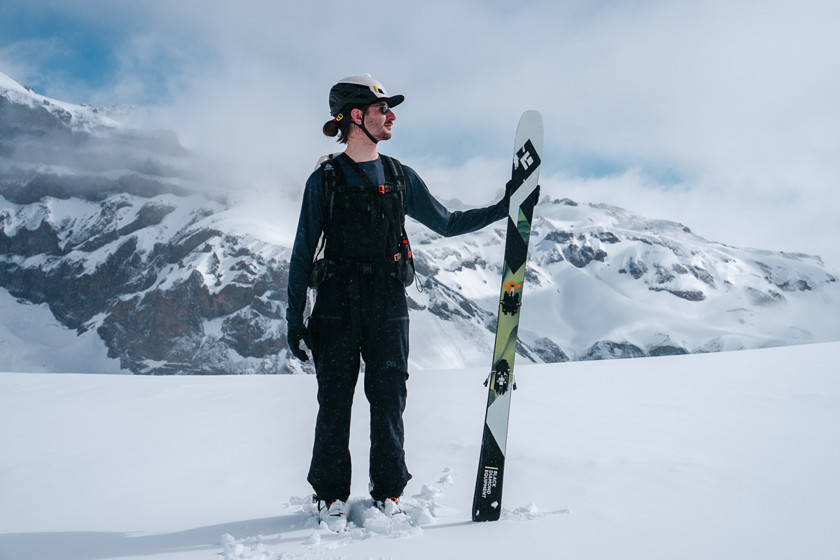 Backcountry ski (holding the Black Diamond Helio Carbon skis)