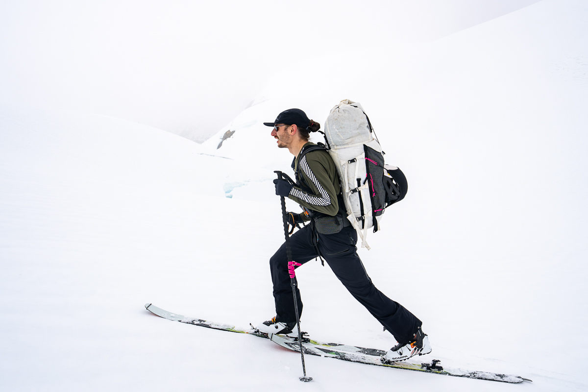 Backcountry skis (skiining on the Black Diamond Helio Carbons)