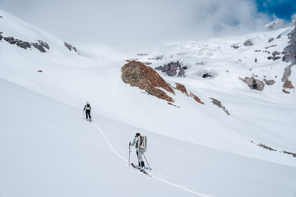 Climbing skins (touring on Mt. Rainier's Paradise Glacier)