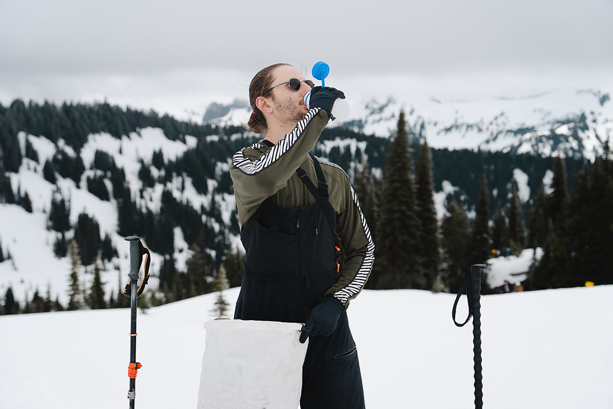 Men's baselayer (taking sip of water)