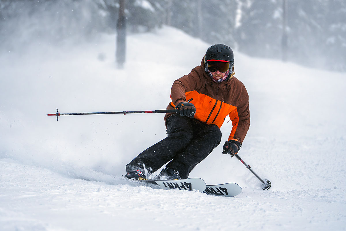 Men's ski pants (turning in powder at Mission Ridge)