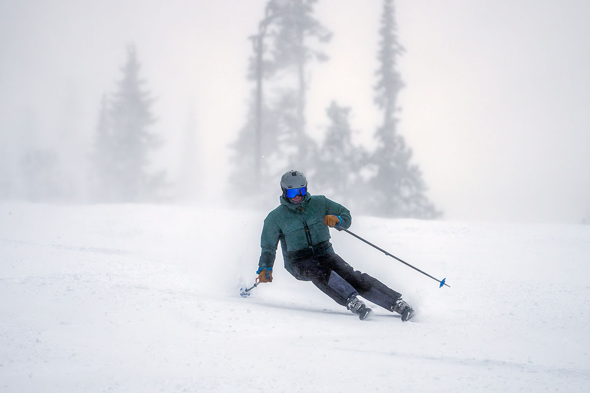 REI First Chair GTX Bibs (moving fast downhill)