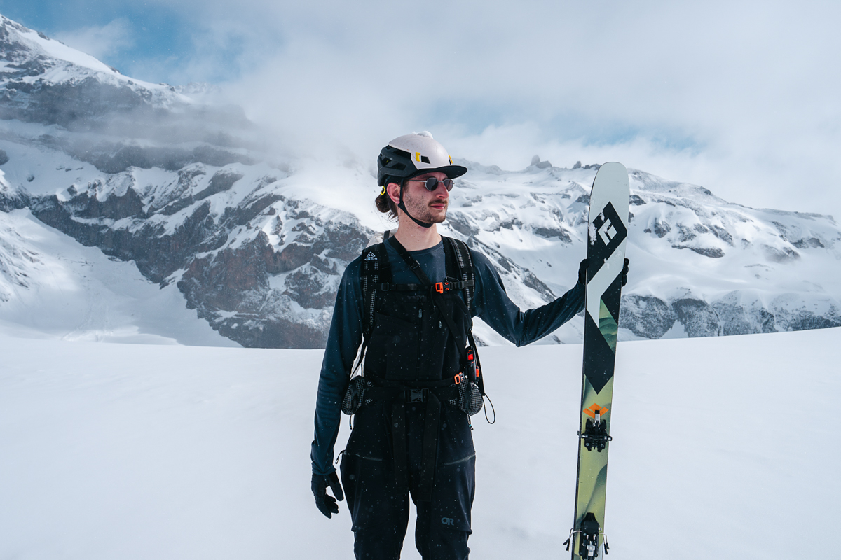 Ski bibs (holding skis on glacier)