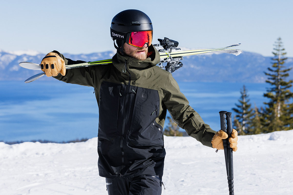 Ski goggles (wearing Smith helmet and goggles together)