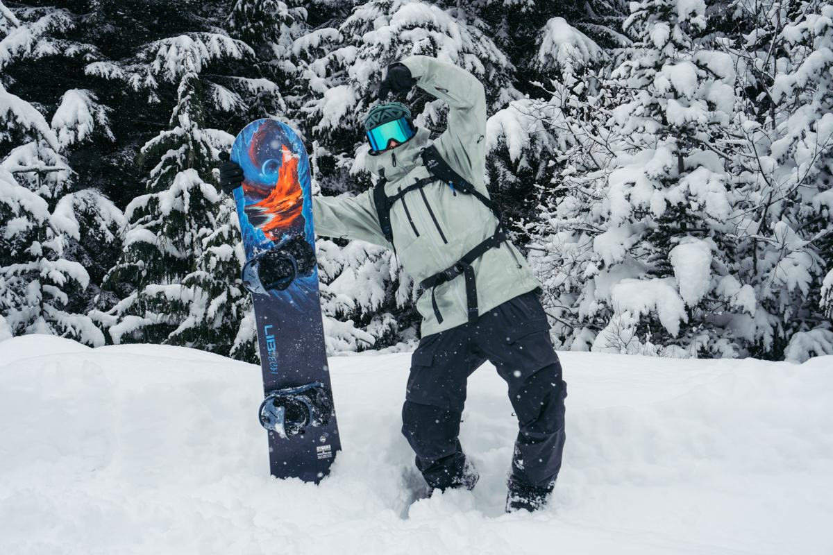 Snowboard bindings (showing off board)