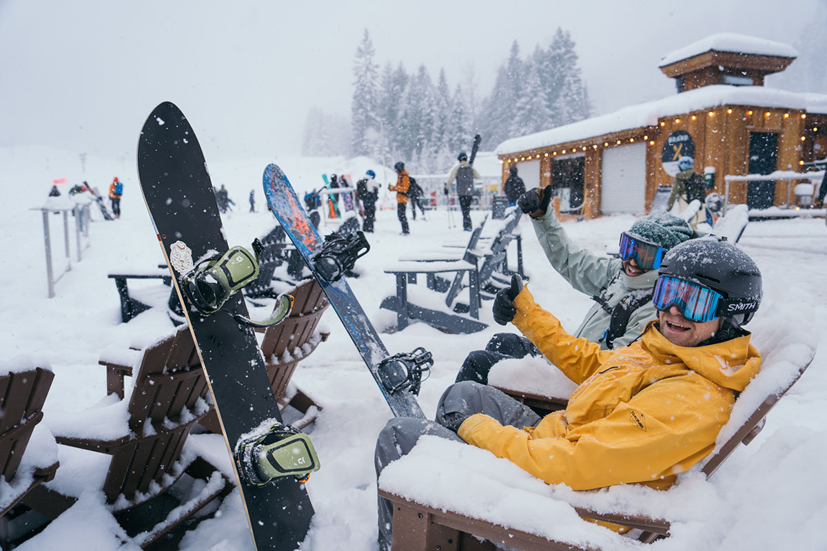 Snowboard bindings (taking break at lodge)