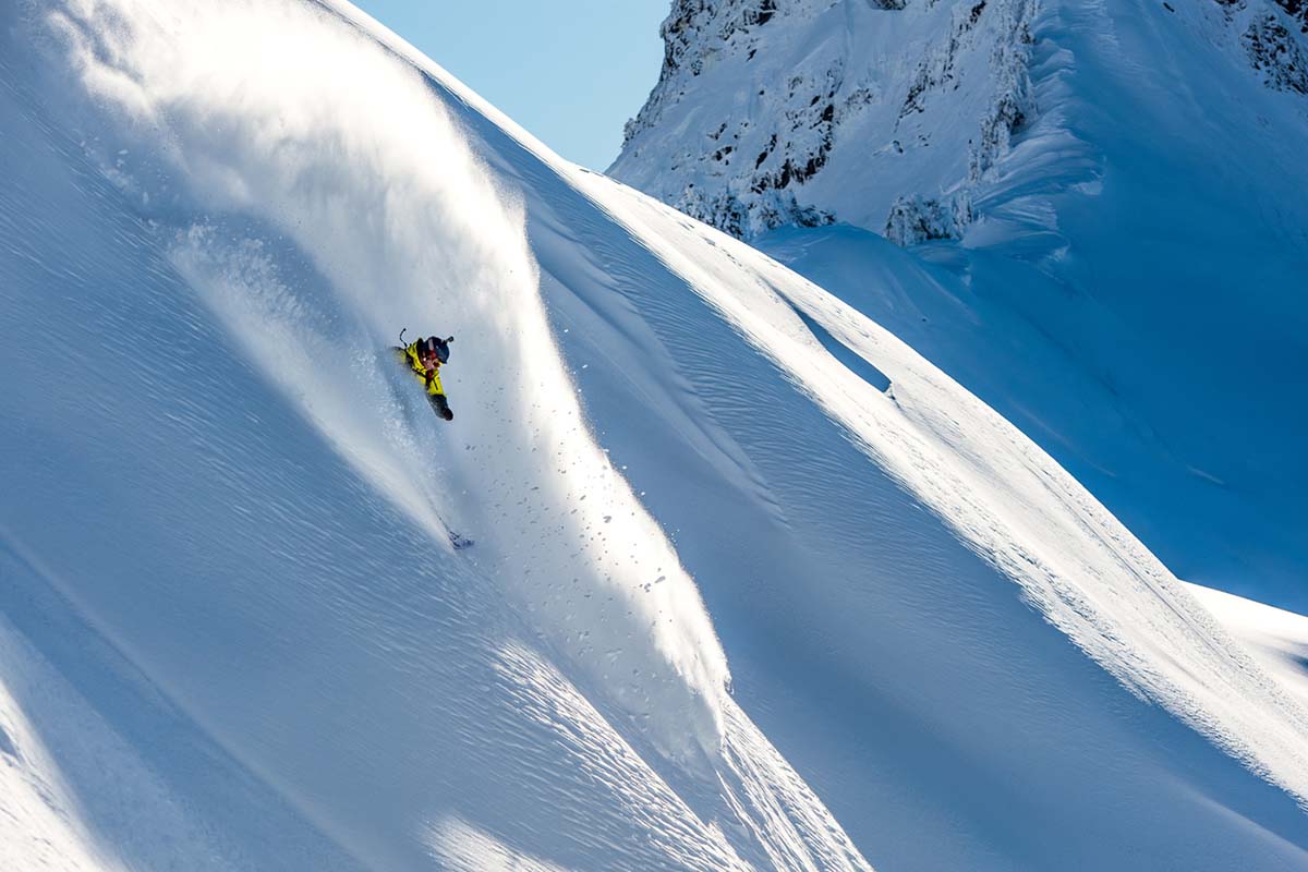 Splitboarding in the mountains (deep powder)