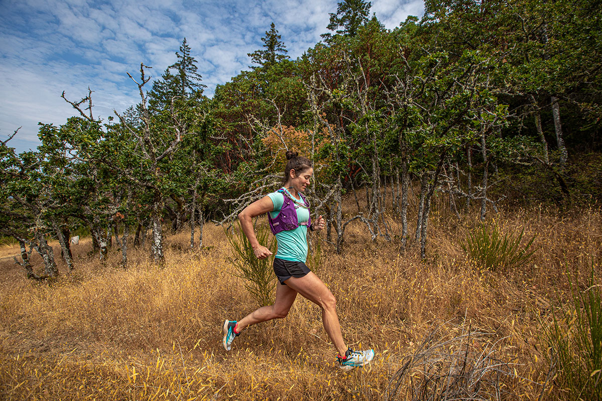 Running vest (flat section of trail with Nathan vest)