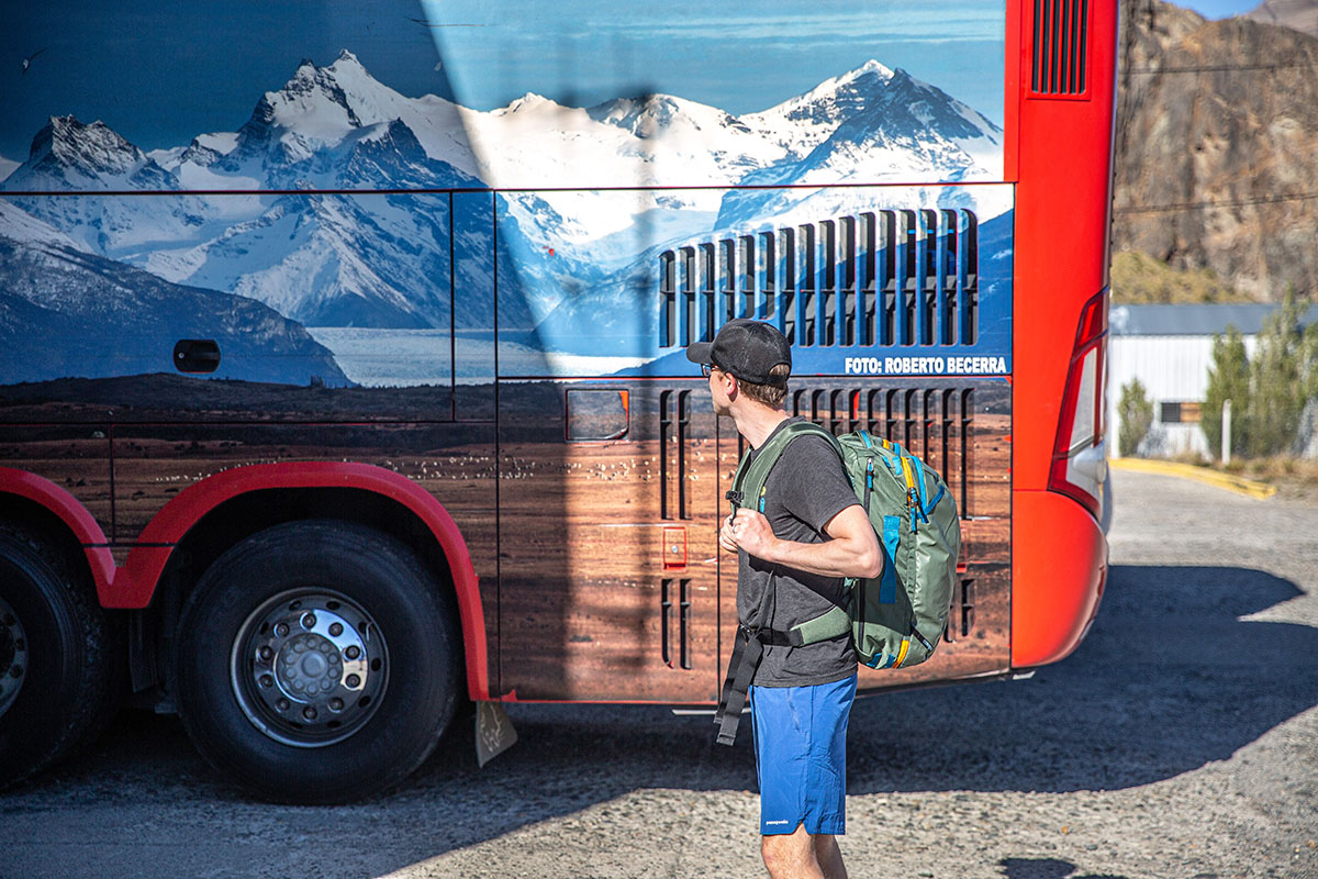 Travel backpack (standing at bus station with Cotopaxi Allpa)