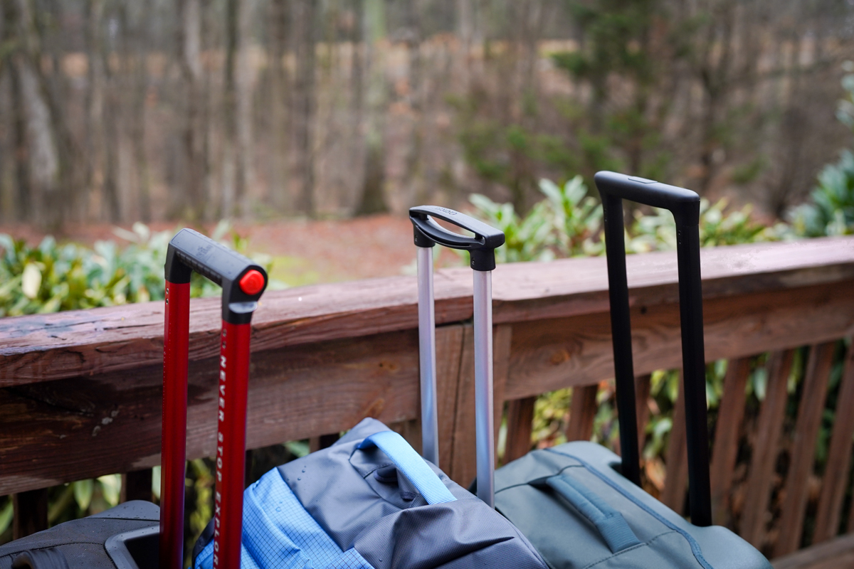 Wheeled Duffels (closeup of trolley handles)