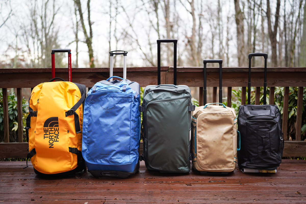 Wheeled Duffels (various duffels lined up in a row)