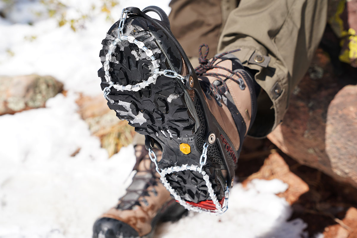 1 Pair 23 Spikes Crampons Outdoor Winter Walk Ice Fishing Snow Shoe Spikes,Size:  XL Black - Eurekaonline