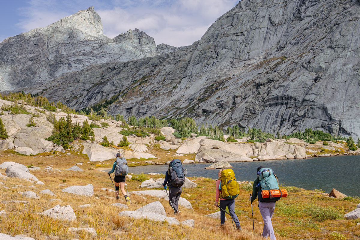 Women's backpacking backpacks (group shot in Wyoming)