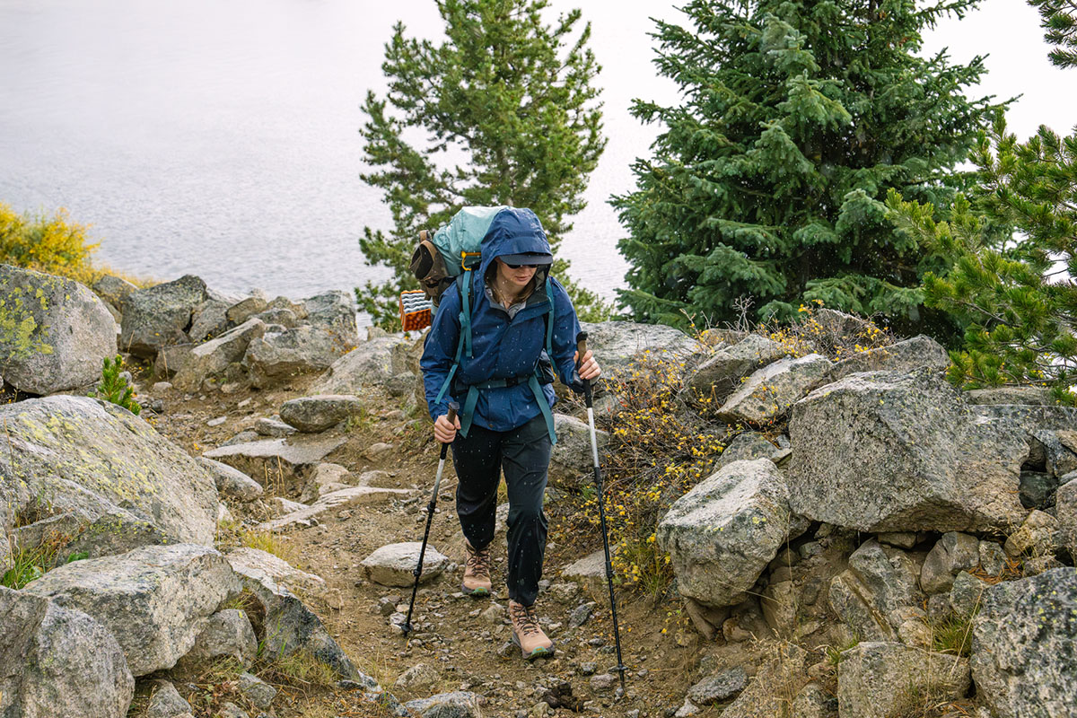 Women's hiking pants (backpacking in rain in REI Trailmade Pull-On Pants)