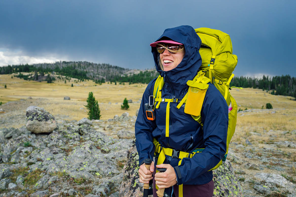 Arc'teryx Beta SL Jacket (standing in wind with hood on)