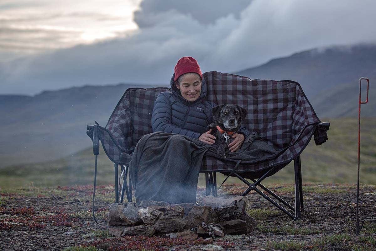 Arc'teryx Cerium Hoody (sitting on camp chair with dog)