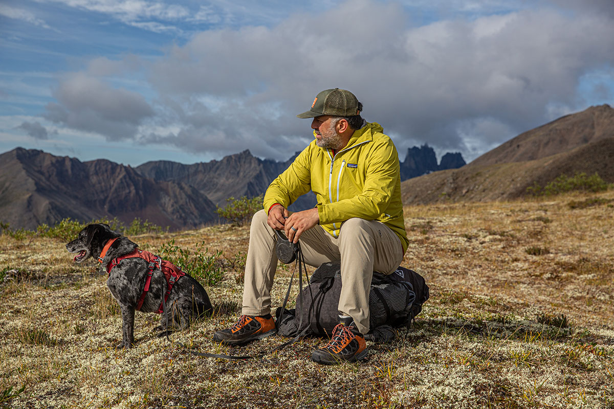 Asolo Falcon Evo GV hiking boots (sitting in sun with dog)