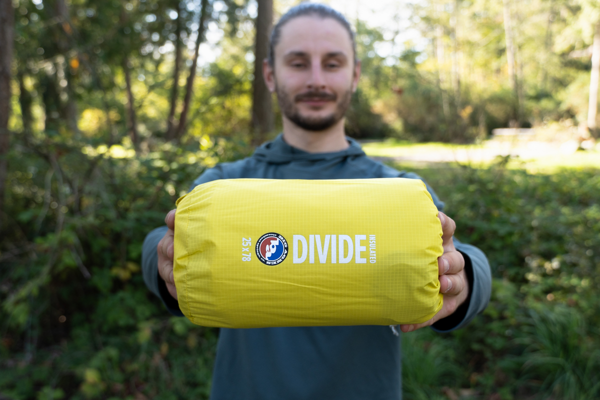 Big Agnes Divide Insulated (holding packed pad out)