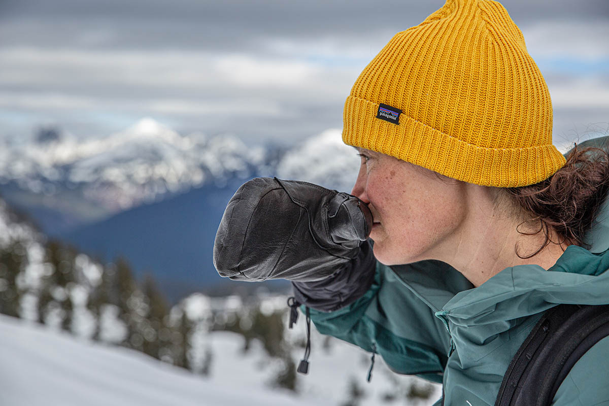 Black Diamond Mercury Mitts (wiping nose)