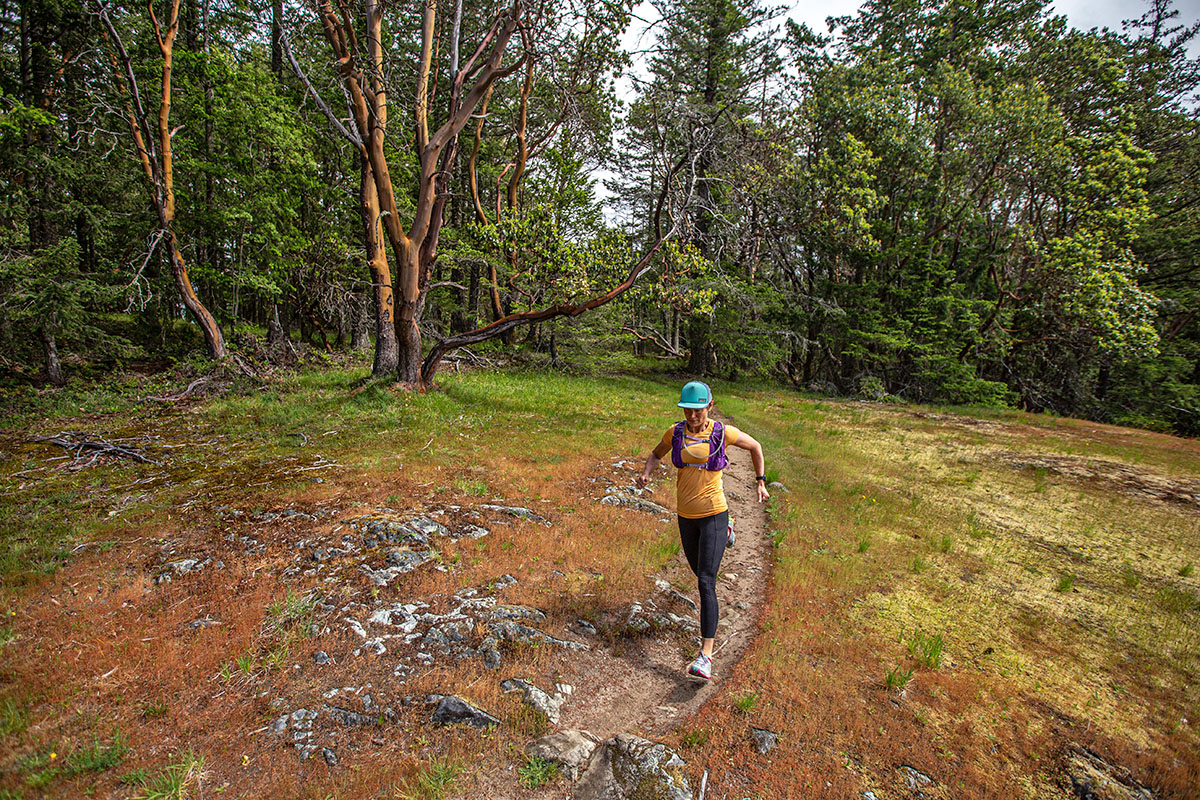 La Sportiva Bushido III trail running shoe (on rocky trail)