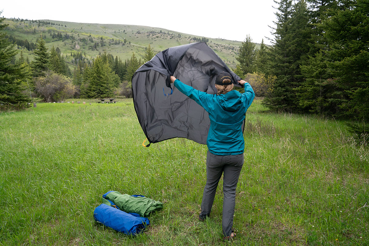 Marmot Tungsten 4P camping tent (laying out footprint)