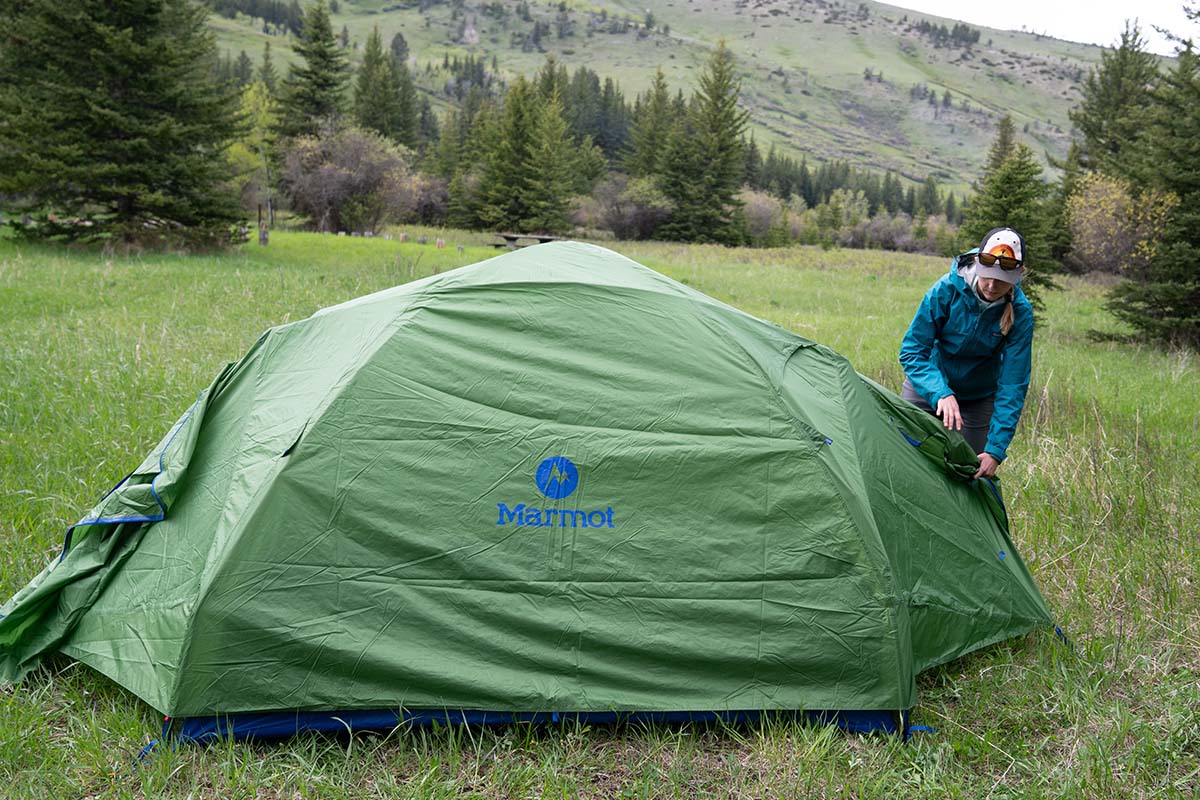 Marmot Tungsten 4P camping tent (with rainfly on)