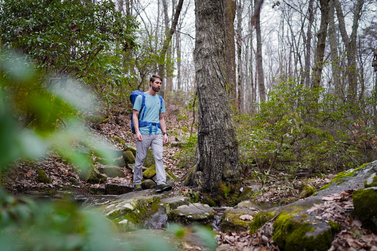 Patagonia Capilene Cool Daily T-Shirt (hiking in the Black Diamond Distance Tech Tee)