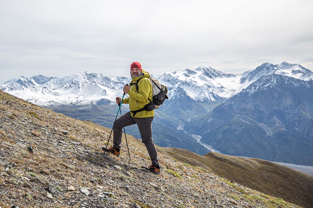 Patagonia Granite Crest Rain Jacket (hiking uphill)