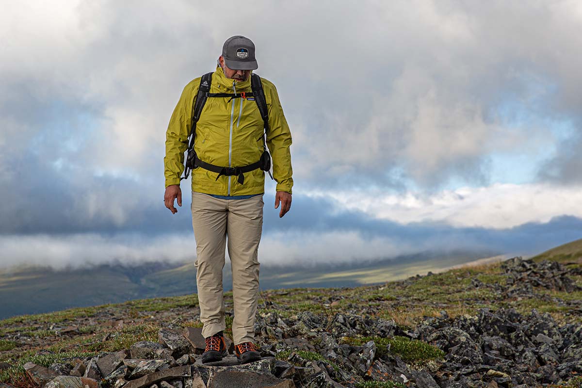 Patagonia Granite Crest Rain Jacket (standing on rock)